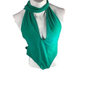 One-piece Plunging neckline * open back*Sissy*Cheeky Swimsuit * XL* Green * NWOT
